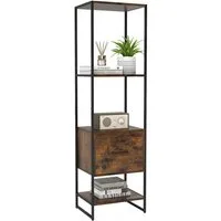 COSTWAY Bücherregal, mit Schublade, offenen Regalen, Standregal Metallrahmen
