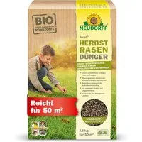 Neudorff Rasendünger Azet HerbstRasenDünger 2,5 kg, sorgt für einen dichten, kräftigen Rasen im Frühjahr, Mikroorganismen beleben den Rasen und beugen Rasenfilz vor
