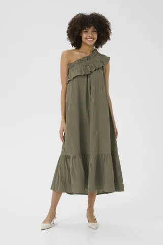 Kleid Lockere Passform Dämmergrün green