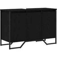 vidaXL Badezimmerspiegelschrank Waschbeckenschrank Schwarz Eichen-Optik 91 x 35 x 60 cm (1-St)