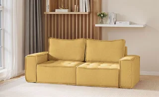 Sofa Modulsofa 2-teilig SANDE 2-Sitzer Stoff Raven Honiggelb
