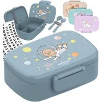 BEARFOOT Lunchbox Brotdose Kinder mit Fächern, leicht & auslaufsicher - Bär, Kindergarten und Schule - Mädchen und Jungen, Vesperbox, Snackbox