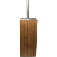 HIT Trading WC-Garnitur NEWLINE, Braun, Bambus, Edelstahlgriff, Kunststoffbürste mit auswechselbarem Kopf, B 10 x H 34 x T 10 cm