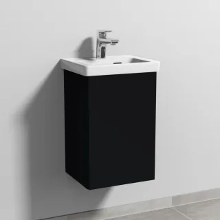 Sanipa 3way Waschtischunterbau zu Villeroy & Boch Subway 3.0 Waschtisch mit 1 Tür, Schwarz-Matt SF84108