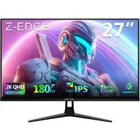 Z-EDGE 27‑Zoll 2K QHD Monitor mit 180 Hz & Fast‑IPS‑Panel Gaming-Monitor (68,58 cm/27 ", 2560 × 1440 px, QHD, 1 ms Reaktionszeit, 180 Hz, IPS, Flimmerfrei, FreeSync‑Unterstützung & Augenschutz)