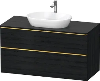 Duravit D-Neo Konsolenwaschtischunterbau wandhängend Eiche Schwarz Matt 1200x550x664 mm - DE49690341 DE4969034160000