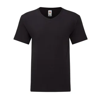 Fruit of the Loom - "Iconic" T-Shirt V-Ausschnitt für Herren/Damen Unisex (Schwarz)