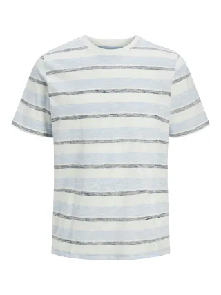 JACK&JONES - JJBIRK STRIPED TEE SS CREW NECK cloud dancer - Gr. - M