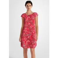 PEKIVESSA Sommerkleid Leinenkleid knielang kurzarm (1-tlg) Leinenstoff mit Blumenmuster