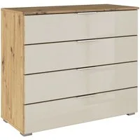 OTTO home Schubkastenkommode Sideboard Schubladenkommode Schubladenkommode AGORDO mit Glasfront (in zwei Griff-Farben, Breite 80 cm), vier große und geräumige Schubladen mit viel Stauraum MADE IN GERMANY