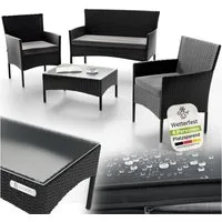 Juskys Gartenlounge-Set Fort Myers, wetterfeste Polyrattan Sitzgruppe für 4 Personen