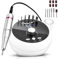 CkeyiN Maniküre-Pediküre-Set Elektrischer Nagelfräser Nagelfeile Set 45000U/min, mit Stufenloser Geschwindigkeitsregler, Fußpedal, 12 Zubehören