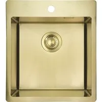 Deante Edelstahlspüle Einbauspülbecken Goldfarben eckig 45 cm Edelstahl mit Siphon, 50.5/45 cm, (Komplett-Set)