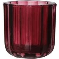 INNA-Glas Kerzenhalter Maxi Teelichtglas Kensie, breite Rillen, rotbraun-klar, 9,4 cm, Ø 9 cm