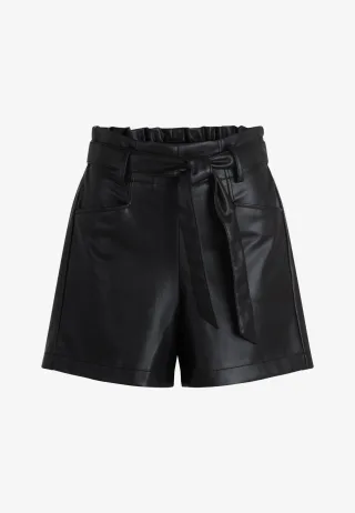 zero - Shorts Lederoptik mit Bindegürtel black beauty - Gr. - 42