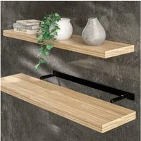 Casaria Wandboard, Eiche Hängeregal mit Halterung 15kg Tragkraft Wohnzimmer Flur 90cm