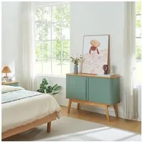 en.casa Kommode, »Tysvær« mit 2 Schiebetüren 110 x 40 x 80 cm Bambus/Blau