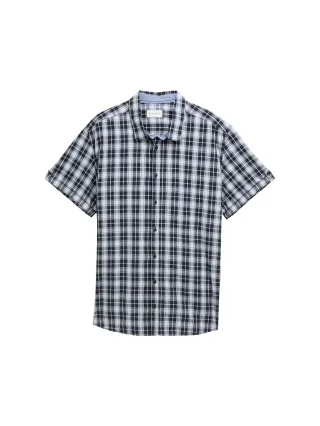 Tom Tailor - Plus Size - Kurzarmhemd mit Karomuster navy powder blue check - Gr. - 4XL