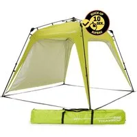Lumaland Pavillon Pop up Familienzelt für 3 Personen Vorzelt, 10 Sek. Quick-up-Aufbau Faltsystem Schutz vor Wind Regen Schnee