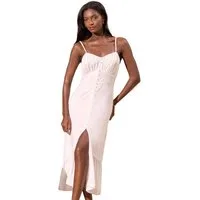 LIPSY Midikleid Lipsy Geknöpftes Midikleid mit Print und Leinen (1-tlg)
