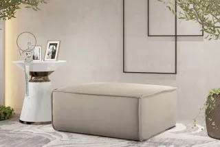 Polsterhocker Designerhocker CELES PREMIUM 105x105 cm Stoff Opera Velvet Sand