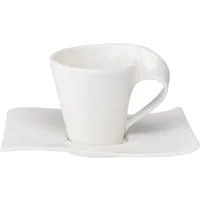 Villeroy & Boch Tasse New Wave Kaffeetasse mit Untertasse 2tlg., Premium Porcelain