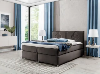 Boxspringbett Schlafzimmerbett Bett DAMIANO DELUX Stoff Braun 200x200cm