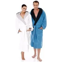 Egeria Unisex-Bademantel Cairo, ideal für Sauna & Spa, Hotelbademantel, Morgenmantel, Langform, Walkfrottee, Kapuze, Gürtel, mit Kapuze, Doubleface Optik