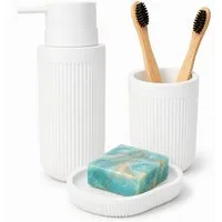 relaxdays Badaccessoire-Set Bad Accessoires 3-teilig, weiß