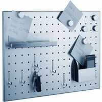 ALCO Wandtafel Magnettafel Edelstahl gelocht gebürstet 50x35cm silber inkl. Zubehör