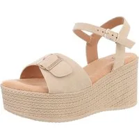 Ital-Design Elegante Plateau-Sandalen für jeden Anlass Plateausandaletten (89092155) Keilabsatz/Wedge Keilsandaletten in Hellbraun