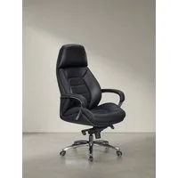 KADIMA DESIGN Chefsessel MIRON - Ergonomischer Ledersessel mit Wippmechanik & Rollen (Armlehnen, Wippmechanik, Anti-Shock-Funktion, Multiblock-Mechanik, Lendenwirbelstütze)