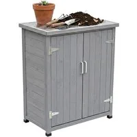 relaxdays Pflanztisch mit Unterschrank (1-St), grau
