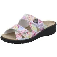 AFS-Schuhe 280890 Wechselfußbett Pantolette für Damen mit Keilabsatz, bequeme Sandalen aus Leder