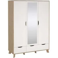 Home affaire Kleiderschrank Ikast Drehtürenschrank, Spiegeltür, Aufbewahrung, Schrank, Stauraum 1 Spiegeltür, 2 Türen, 3 Schubladen, Höhe 201 cm, Breite 147 cm