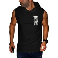 RMK Tanktop Herren Tanktop Muskelshirt Gym Ärmellos Shirt mit Teddybär Druck aus Baumwolle