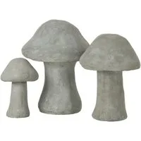 J-line Gartenfigur Figuren Pilz, Zement, Grau, 3 Stück im Set