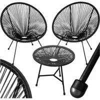 tectake Essgruppe komfortables Stuhlset in attraktiver Retro-Optik, (Set., 3-tlg., in schwarz), Elastische Stränge aus Polyethylen