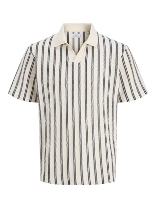 JACK&JONES - JPRBLUHARRY SS SPLIT NECK POLO SN Cloud Dancer - Gr. - M