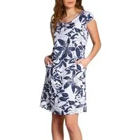 Caspar Sommerkleid SKL026 knielanges elegantes Damen Sommer Leinenkleid Luftig leicht, figurumspielende Form, mit seitlichem Jersey-Einsatz