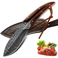 Foxter Universalmesser Jagdmesser Tasche – Edelstahl Klinge mit Holzgriff & Holster, (Jagdmesser Set: Camping, Outdoor, hochwertiger Edelstahl., Taktisches Jagdmesser Set: Finka, robuste Klinge, ergonomischer Griff), Robustes Jagdmesser für Outdoor-A
