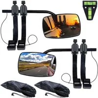 Melko Autospiegel Zusatzspiegel Universal Wohnwagenspiegel Caravanspiegel Konvexspiegel (Set, 2-St., Stück), links, rechts, inkl. Wasserwaage und Aufbewahrungstaschen