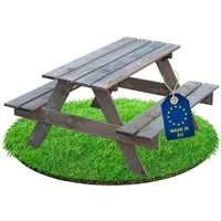 ITA Garten-Kindersitzgruppe Kindersitzgarnitur aus Holz - Kinder Picknicktisch mit 2 Bänken, Kinder Sitzgruppe für Indoor & Outdoor