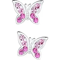 Limana Paar Ohrstecker Kinder Mädchen Ohrringe 925 Silber Schmetterling rosa pink, Kinderohrringe Mädchenohrringe Kinderschmuck Mädchenschmuck