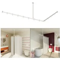 Aquabad® Duschvorhangstange Hastaflex Vario Duschvorhangstange, 2-läufig, kürzbar, Aluminium, Farbe: Weiß, 90x90cm bis 80x 175cm