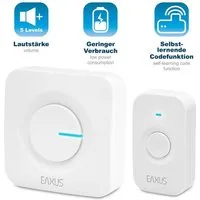 EAXUS Türklingel-Set moderne Haustürklingel 200m Reichweite, 52 Klingeltöne, (Schwarz/Weiß - 1/2 Empfänger), LED Anzeige, IP56 wasserdicht, 5 Lautstärkestufen