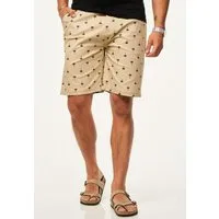 SOULSTAR Chinoshorts für Herren mit Palmenmuster & Gürtel im Regular-Fit Kurze Hose Sommer-Shorts Bermuda mit Stretchanteil
