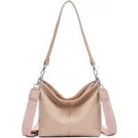 ITALYSHOP24 Schultertasche DAMEN TASCHE SHOPPER Hobo Bag Reise Freizeit Urlaub Leder Optik leicht (Spar-Set: Tasche mit 2 Gürtel, Zusatz Muster Stoffgurt Umhängeband), Handtasche Crossbody Umhängetasche Beuteltasche Crossover BodyBag