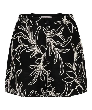 Esqualo - Shorts mit floraler Allover-Stickerei schwarz - Gr. - 36