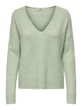 JDY - JDYELANORA L/S V-NECK PULLO. KNT NOOS Sea Foam - Gr. - M